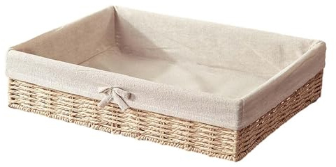 JISADER Cestas de Mimbre, Organizador Rectangular, contenedor apilable para guardarropa, Cesta Decorativa para Joyas y Accesorios, 35cmx25cmx8cm