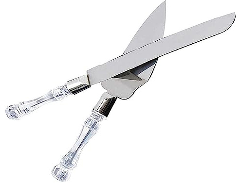 Wedding Clear Cake Cutter and Server Set with Crystal Handle Cake Cutting Set Reusable Cake Server Set Wedding Reception Tableware Supplies for Engagement Anniversary Birthday Party Gift