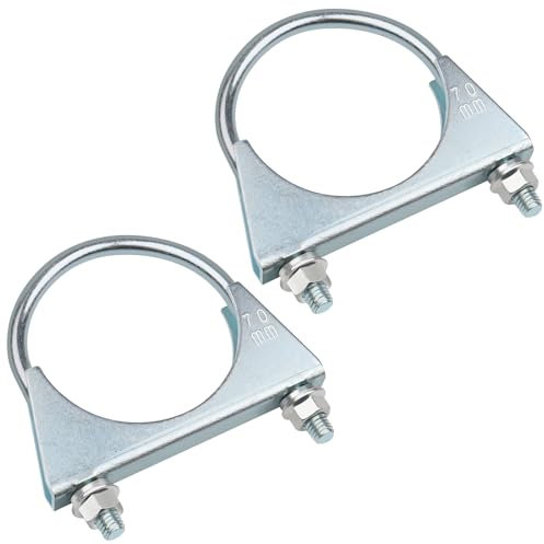 Yeepeo 2 fascette stringitubo da 70 mm, in acciaio zincato, con dado, piastra a U per tubi
