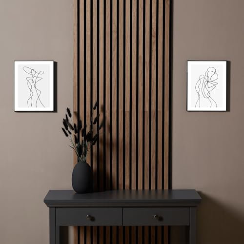 Homestyle4u 2623 Lot de 2 panneaux acoustiques 60 x 120 cm chacun, aspect bois, chêne marron, revêtement mural 3D, panneau mural sur feutre