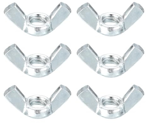 sourcing map 3/8-16UNC Wing Nut 6 Pcs, Carbon Steel Butterfly Wing Nuts Fasteners Parts Hand Twist Tighten Wing Nuts for Machinery Electronic Equipment DIY, White
