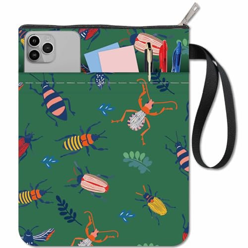 craspire Insekten Buchhüllenschutz Mit Reißverschluss wasserdichte Canvas Taschenhüllen Für Bücherliebhaber Hardcover Notizbuch Bibeltagebuch Lehrbücher Taschenbücher Doppelseitiges Muster
