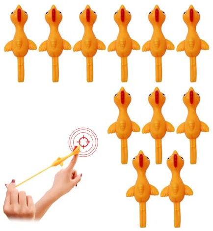 OUDQFCJ Lot de 10 Poulets Volants Extensibles, Jouets en Caoutchouc pour Enfants, Gadgets de Bureau Extensibles, Jouet Amusant, Poulets Volants Extensibles, Poulet catapulte
