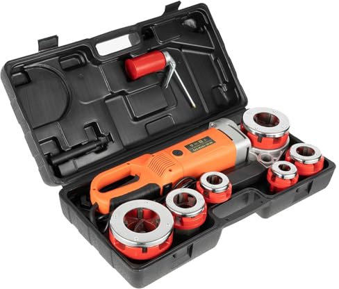 WHIPIN Filettatrice for Tubi, Macchina for filettare Tubi elettrica da 2300 W, Set di Utensili for filettare Tubi zincati Portatili con 6 filiere da 1/2 Pollice, 3/4 Pollice, 1 Pollice, 1-1/4 Pollice