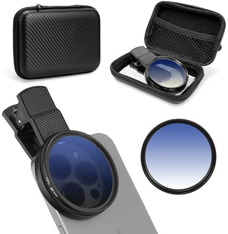 AMFUN 67mm CPL Filter, Clip-On Handy CPL-Filter, Objektivset Universell Handykamera, für iPhone, Samsung und Andere Smartphones