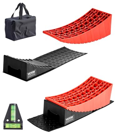 VEVOR Camper Levelers, 2 Pcs RV Leveling Blocks, up to 8818.5lbs Camper Wheel Chocks, Max. 4 Leveling Height Heavy Duty Curved Levelers, RV Camper Leveler Kit with Anti-Slip Mat Carrying Bag Level