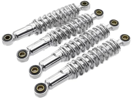 Tieferlegung Set Stoßdämpfer chrom 240mm + 260mm passend für Simson KR51 Schwalbe – Set mit 4 Stoßdämpfern, verstellbar, inkl. Reduzierhülsen