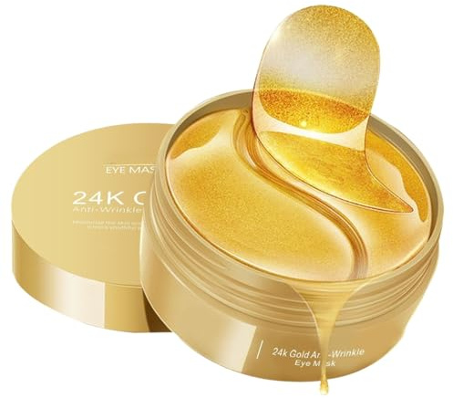 60x Augenpads Gegen Augenringe Männer Eye Pads Mask Hyaluron Eye Patches Entfernen Augen Pads Augenpflege Tränensäcke und Falten Goldene Augenklappen
