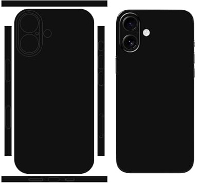 Skin Wrap for iPhone 16, Full Vinyl Decal Sticker Cover for Phone Back, 2 Pack Protective Film Compatible with iPhone (Black)