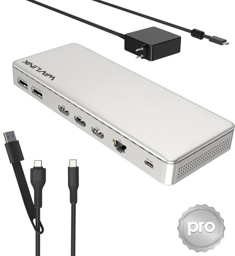 WAVLINK Docking Station 3 Monitors, SM770 Docking Station with Triple HDMI, Dual DP, 120W PD in, 10Gbps USB A&C, 2.5G Ethernet Port, Compatible with Intel Mac, SMI Driver & Host USB3.2 Gen 2 Required