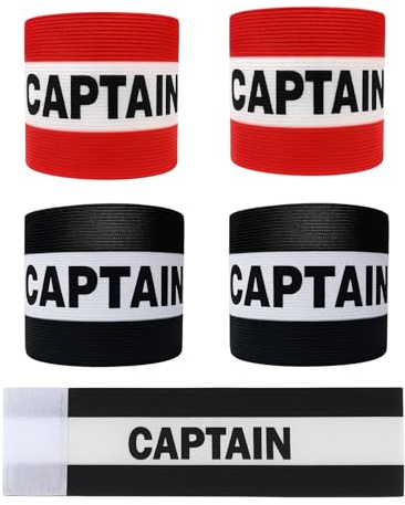 ZcrPrn Captains Armband, Captain Armband Football for Youth and Adult Teams, Rainbow Colours for Sports Training and Competitions, Set of 4 with Red and Black Bands Measuring 31x8 cm