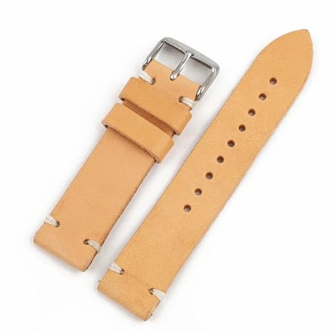 FYXT Klocktillbehör med äkta läderrem handsydda band 18 mm 20 mm 22 mm för svart kaffe