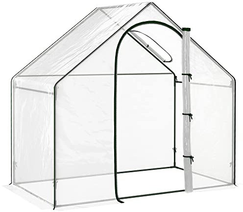 Outsunny Serre de Jardin PVC, Serre de Balcon, bâche renforcée, châssis en Acier, Porte zippée Enroulable, pour légumes Plantes, intérieur et extérieur, 180 x 100 x 168 cm, Transparent Vert