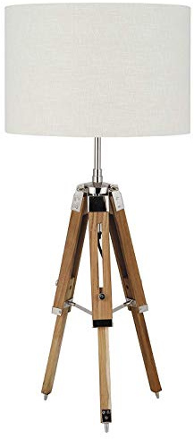 UK Gift Style Wooden Tripod Table Lamp Base Only, Natural(Without Shade)