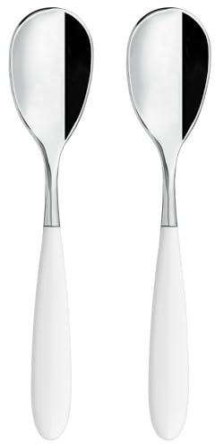 Rockingham Forge Yin and Yang Lot de 2 cuillères à café de luxe en acier inoxydable 18/10 – poignées en blanche, plastique PBT
