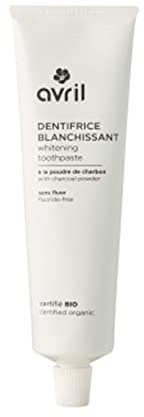 Avril - Dentifricio sbiancante - Polvere di carbone - Aloe Vera Bio - Senza Fluoro - Gusto Menta Fresca - Certificato Bio Ecocert - 99% di origine naturale - Prodotto vegano, Made in France - 100 ml