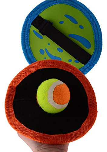 Smart-Planet Klettballspiel für Kinder Klettballset - 2 Fangscheiben mit Klettband Klettball Spiel Beachball Strandspiel Fangscheibe Ø ca. 19 cm
