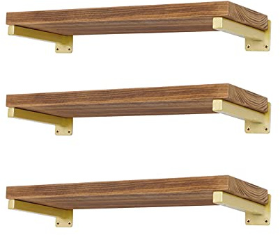6 Pcs Gold Shelf Bracket 6 Inch Heavy Duty Brackets for Shelf Metal Wall Floating Shelving Brackets Industrial Shelf Brackets for Space Saving