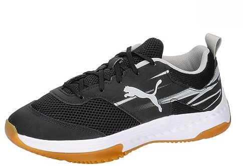 PUMA Unisex barn Varion Ii Jr inomhussko, Puma Svart cool ljusgrå gul flamgummi, 38.5 EU