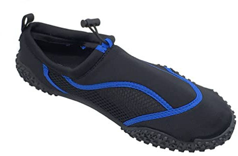 GladRags Mens Aqua Shoes, Water Shoes, Aqua Swimming Socks with Rubber Sole and Toggle Closure, Black Size 7