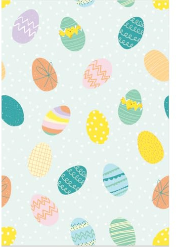 Quickdraw Easter Tablecloth Rectangular Paper Table Cloth Cover - Eggs & Chicks Design Party Decoration 160cm x 109cm