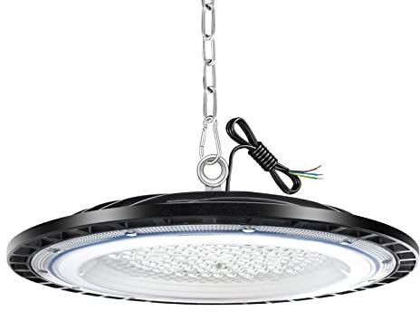 ZXICH UFO LED High Bay lumière 150W, 22500LM, Projecteur LED Intérieur, Blanc Froid 6000K-6500K, IP65 Étanche Eclairage Atelier, Led Industriel pour Garage/Usine/Atelier/Parkings/Gymnase(150W,1 Pack)