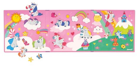 Janod - Magnéti'Stories Einhörner - Magnetisches Lernspiel 30 Magnete - Kinderspielzeug aus FSC-Pappe - Fördert Vorstellungskraft und Handgeschicklichkeit - Ab 3 Jahre, J05452