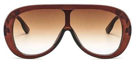 willochra Oversized Pilot Sunglasses Women Fashion Big Frame One Piece Sun Glasses Mask Goggle Trendy Metal Frame Oval Shades (TEA)
