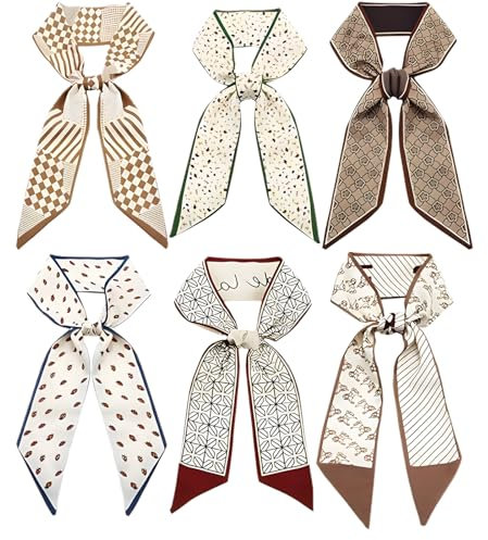 Lilbitty 6 Stück Geldbörse, Schal, Handtaschen für Damen, dünnes Haar, Hals-Accessoires, Schals mit Taschenschals, Griff, modisch, leicht