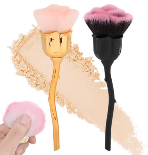 OHREN Brosse À Poussière Pour Manucure, 2 Pièces, Doux, Nail Art, Pinceaux à Poudre, Accessoires Ongles, Pinceau Nail Art, Brosse À Ongles, Nail Art Rose Pour Manucure Maquillage Brosse (Rose Tête)