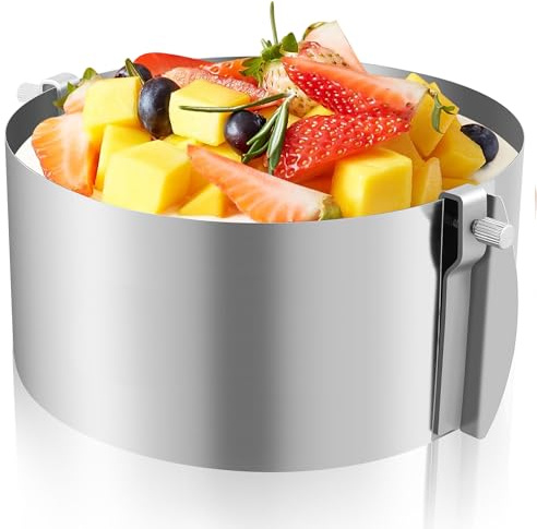 Oaioya Upgrade Anello per Torta Regolabile, Multi-Misure in 1 Anello Rotondo/Diametro Regolabile da 16-30cm/Ca.8.5Cm Altezza in Acciaio Inox Stampo Circolare Multiuso per Torte Dolci
