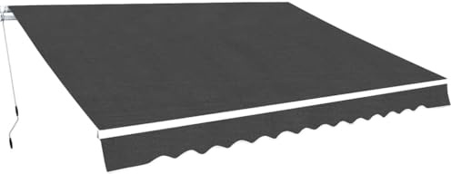 Store à bras articulé, 350 cm, anthracite, cadre en aluminium avec renfort en métal, anti-UV et imperméable, pour terrasse et extérieur, protection solaire