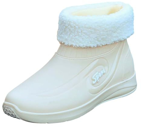 Bottes en caoutchouc courtes pour femme - Bottines imperméables doublées en caoutchouc - Bottes de pluie - Bottes de pluie - Bottes de pluie antidérapantes - Chaussures de jardin à enfiler, beige, 38