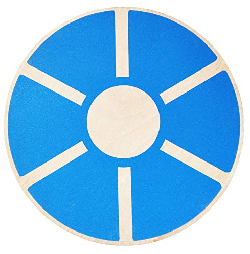 Fitvids Non-Slip Wooden Wobble Balance Board Core Trainer 15.55-inch Diameter with 360 Rotation for Stability Training – Blue – 15.55-inch Diameter with 360 Rotation for Stability – Blue