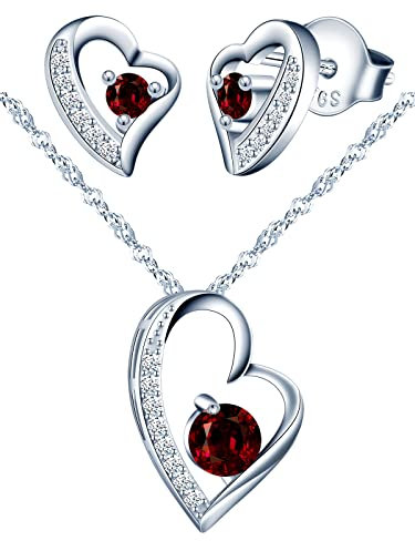 Yumilok Schmuck Set Damen Silber 925 mit Zirkonia Herz Schmuckset Kette und Ohrringe Set Damenschmuck Silberschmuck Set Schmuck Damen Frauen Freundin