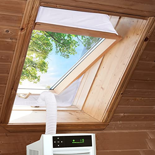 Lot de 2 joints de fenêtre de toit, pour climatiseur, étanche, avec fermeture éclair, compatible avec les tuyaux simples et doubles, 270 cm, blanc