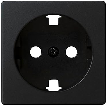 SIMON - Tapa Base de Enchufe Schuko con Toma Tierra, Serie 82 Concept, Compatible con las Series 75, 31, 82 y 88, Efecto Mate Antihuellas, Color Negro