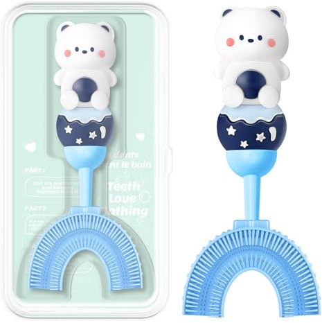 ZMRZ U-Shaped Toothbrush for Kids Ages 2-7, Soft Food-Grade Silicone for Sensitive Gums, 360° Teeth Cleaning Design, Training & Travel-Friendly Toddlers' Toothbrush