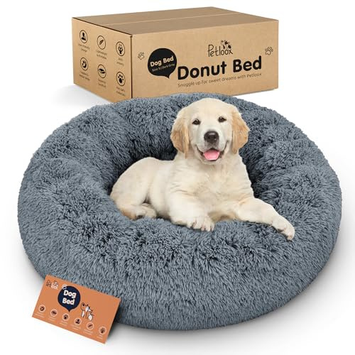 Calming Donut Dog Bed for Small Dogs, Round Dog Bed for Medium & Large Dogs