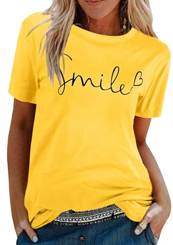 Tuopuda T-shirt damer, sommartoppar, rund hals, kortärmad tryck, blus, baströja, bekväm bomull, tunika, t-shirt, toppar, smal skjorta för vår, sommar, höst