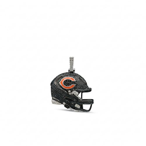 GLD Officially Licensed NFL Sports Team Helmet Pendant (2025 Edition) - Gold Plated Iced Out Football Necklace Charm - Chicago Bears