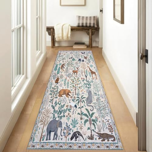 Siunwdiy Langer Flur Teppich Läufer 80×300 cm Flur Läufer Lang Waschbar rutschfest Bunt für Lange Flure Eingangsbereich Korridor Küche