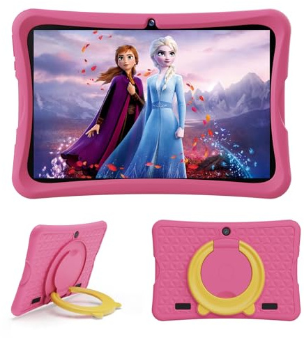 DigiLand Tablet 10,1 Pollici per Bambini, Android 15 Tablets con Custodia Protettiva,6+32GB, Schermo IPS 1280*800, Doppia Fotocamera 2MP+5MP, 6000 mAh Tablett con Controllo Genitoriale e iWawa (Rosa)