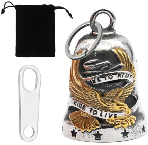 Guardian Bell motorcykel klocka Harley Biker Bell motorcykel glasögon anslutning biker klocka motorcykel klocka glöd bringare guardians motorcykel trailer dekorerad med vingar och stjärnmotiv, guld