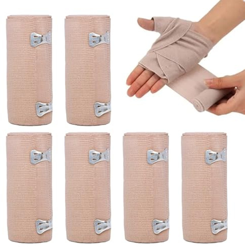 WUYJI Vendajes elásticos 6 rollos de vendas elásticas de alta calidad, vendas de fijación autoadhesivas, vendas de compresión, vendas deportivas, vendas de gasa para tobillos y lesiones en brazos