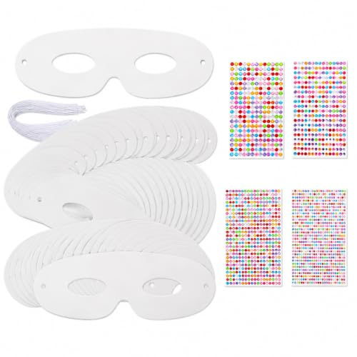 40 Masques Blancs DIY Halloween à Décorer avec 1778 Strass, Bricolage