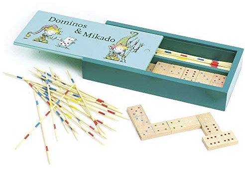 Jeujura JeujuraJ11865 Flashy Coloured Dominoes and Mikado Game