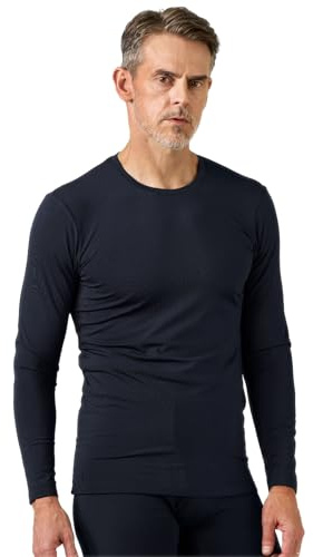 LAPASA Camiseta Termica Hombre Manga Larga Cuello Redondo Ropa Interior de Invierno Top Thermal Ligero/Cálido/Extra Cálido M09/M26/M55,M,Azul Marino(Ligero: 1 Paquete)