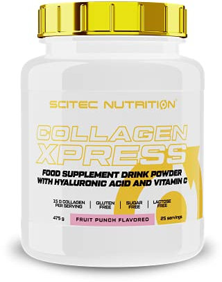 Scitec Nutrition Collagen Xpress - 15 g di collagene per dose - senza glutine, senza zucchero, senza lattosio - con vitamina C e acido ialuronico, 475 g, Punch alla frutta