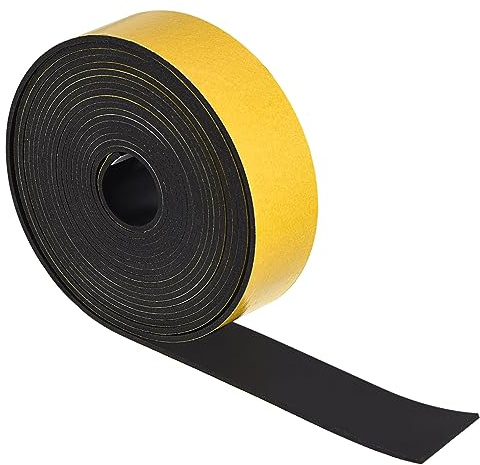 sourcing map Adhesive Neoprene Rubber Strips Sheet 1 Wide x 118 Long x 0.06 Thick Rubber Weather Stripping for DIY Seal Pads Sound-Proofing Pack of 1